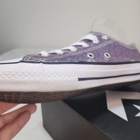 Converse Shoes Juniors 5 Purple Shiny Sparkly Glitter Low Tops Womens 6.5 7 - Picture 9 of 14
